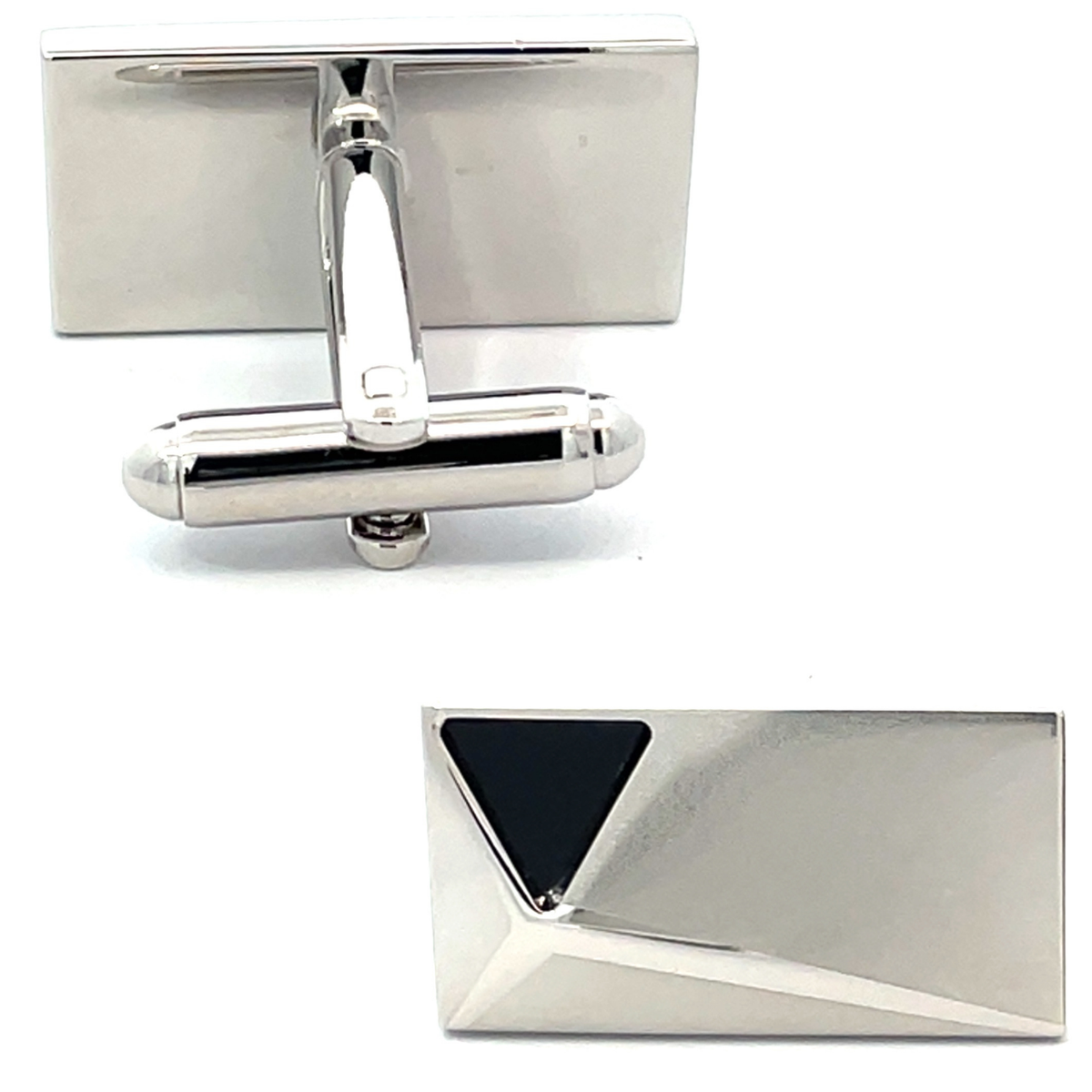 Silver Peak with Onyx Cufflinks
