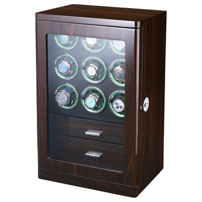 Esperance Watch Winder for 9 Watches with Fingerprint Lock and Drawer