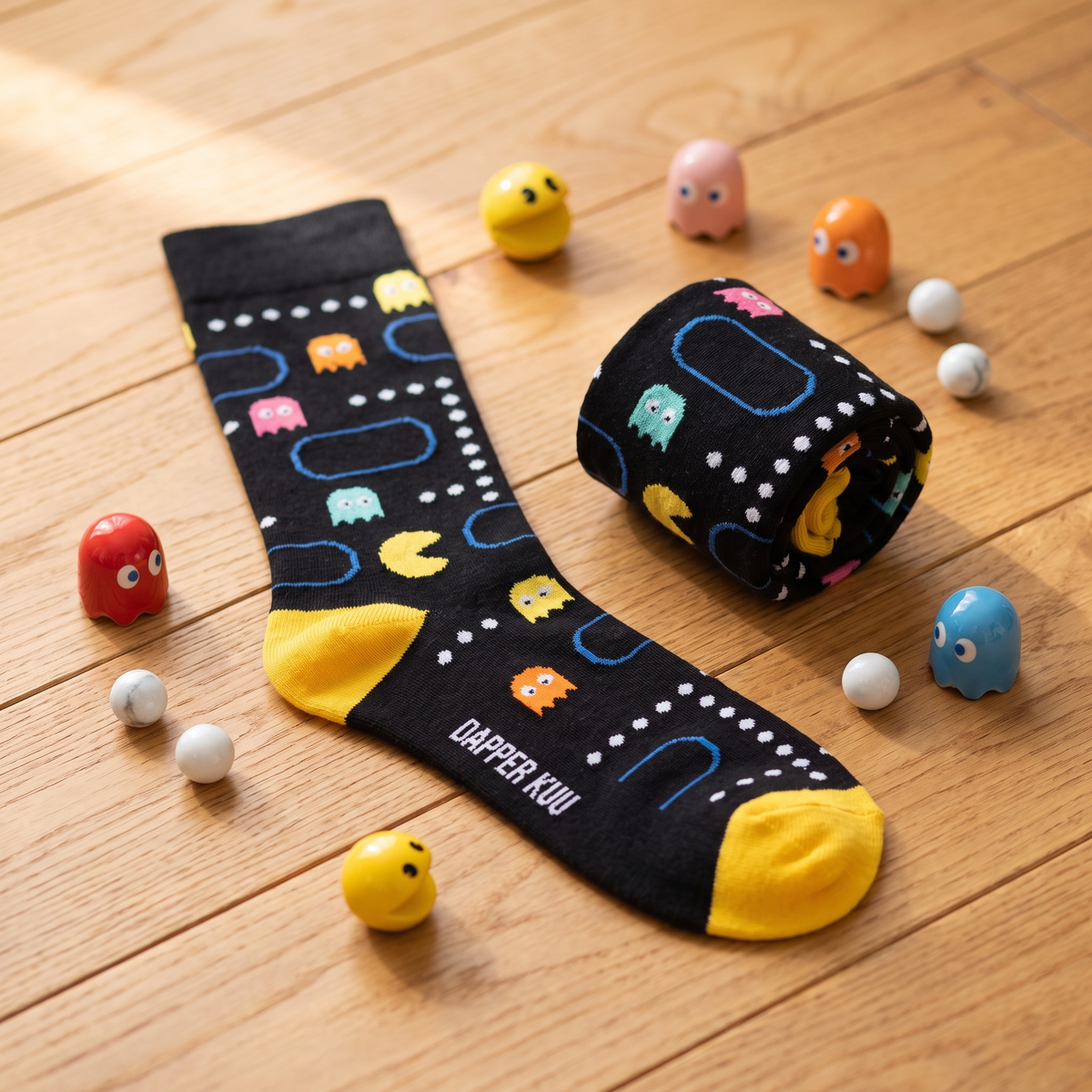 Game Over Arcade Bamboo Socks by Dapper Roo — lifestyle shot