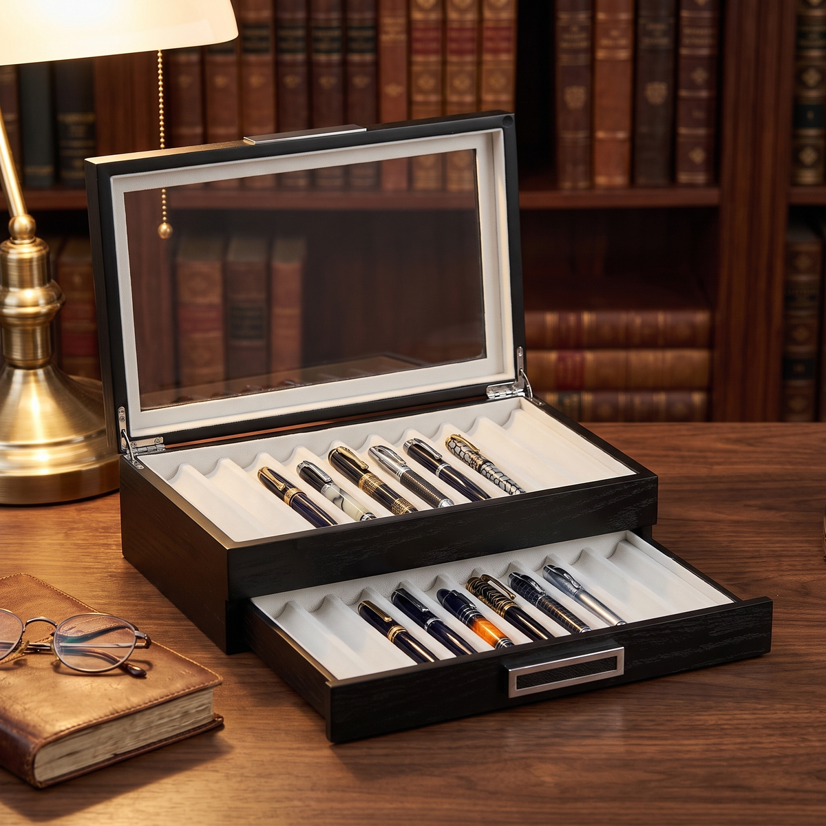 20 Slots Wooden Pen Box — lifestyle shot
