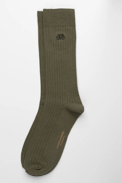 See SK3008 Olive Ribbed Socks
