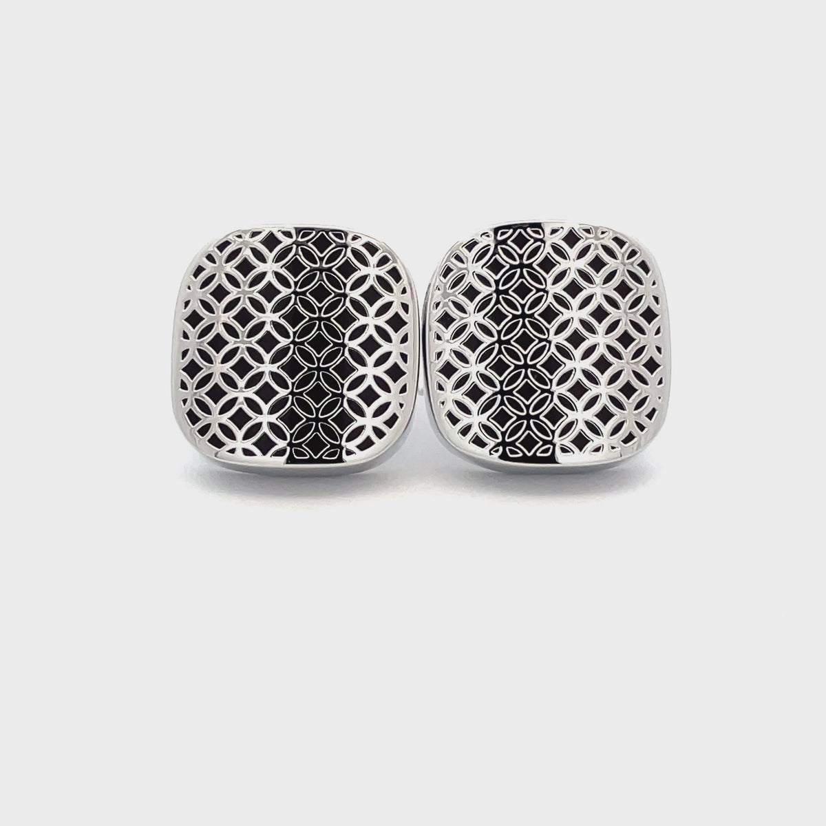 Coffee Enamel & Silver Filagree Design Cufflinks