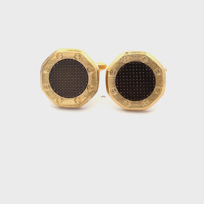 Brushed Gold with Black Texture Cufflinks