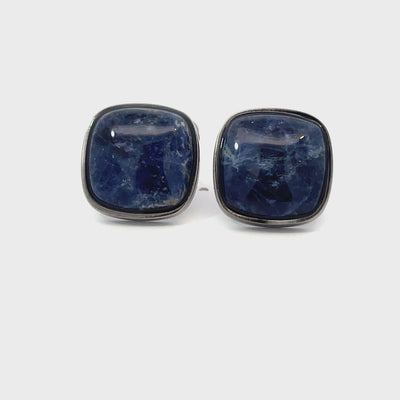 Sodalite in Antique Silver Cufflinks