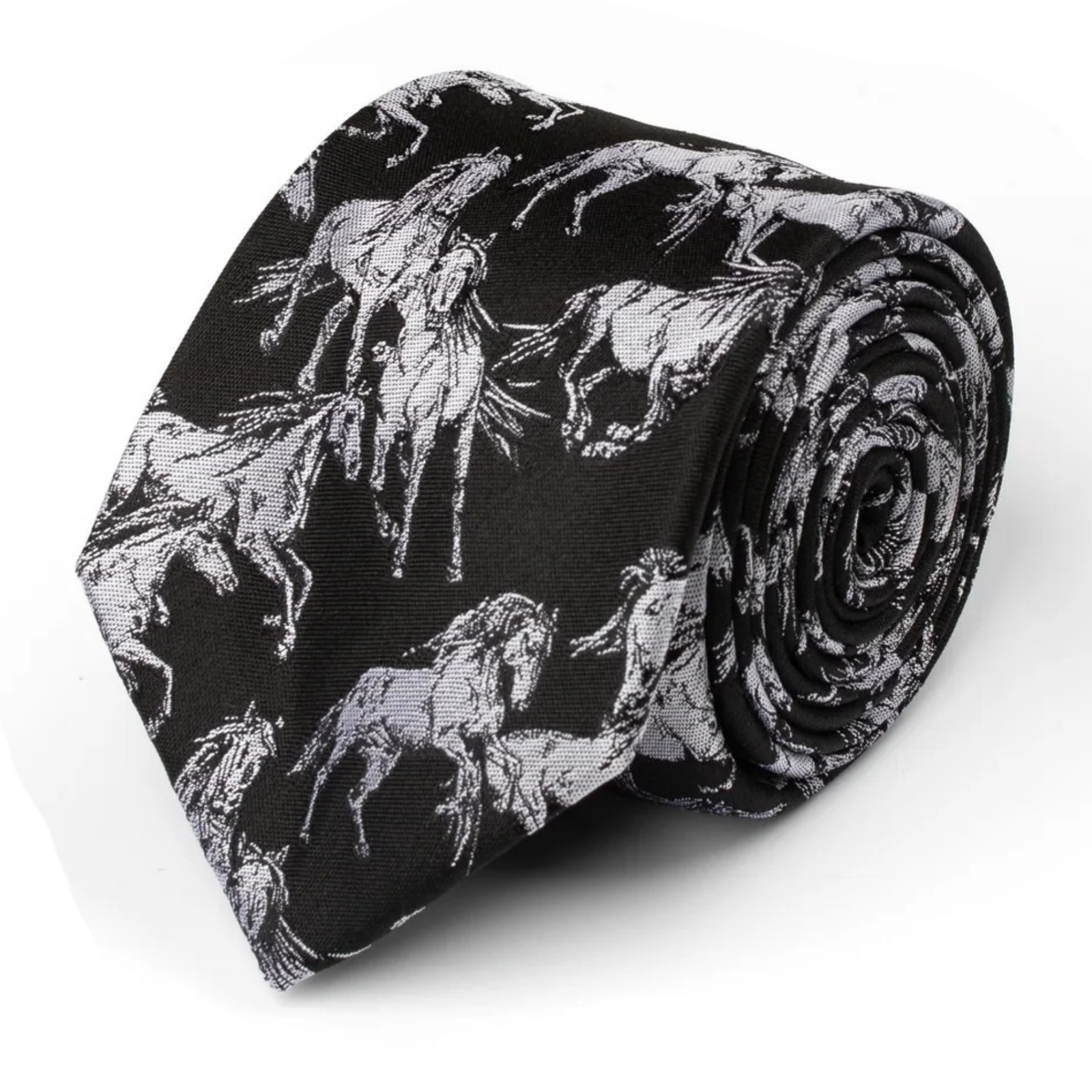 Black/ White Horse Tie