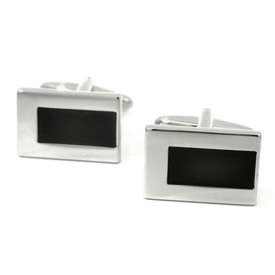 Black and Chrome Offset Cufflinks