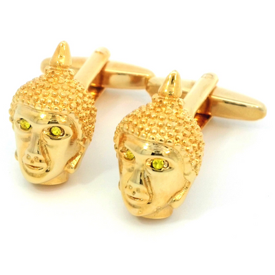 Buddha's Head Gold Plated Cufflinks