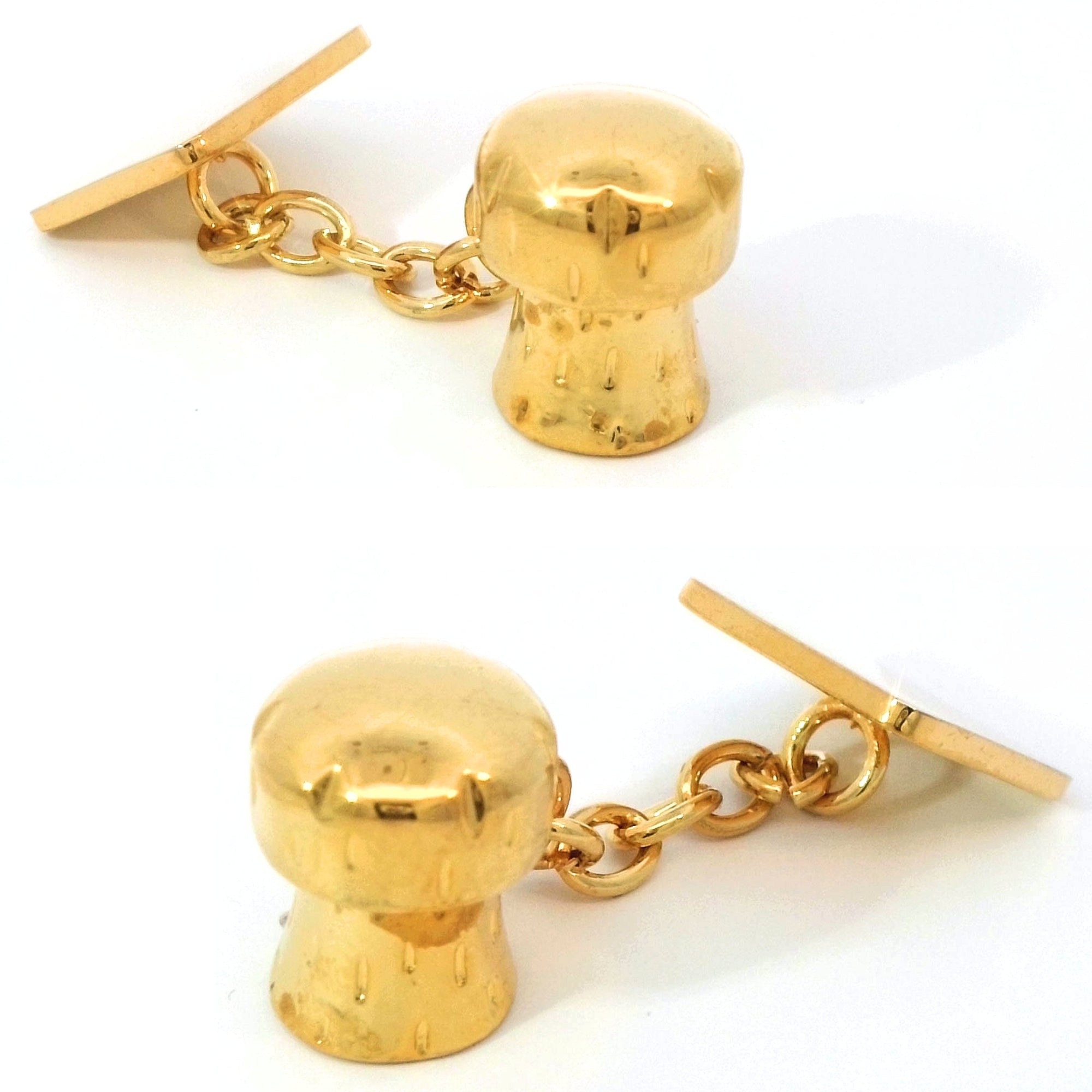 Champagne Cork Gold Cufflinks