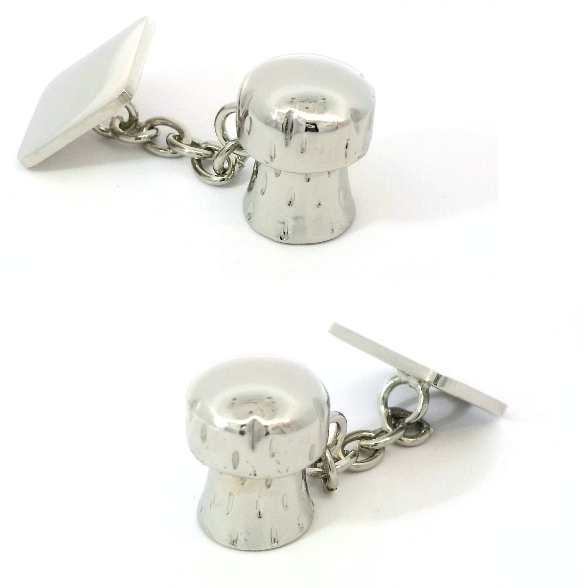 Champagne Cork Silver Cufflinks