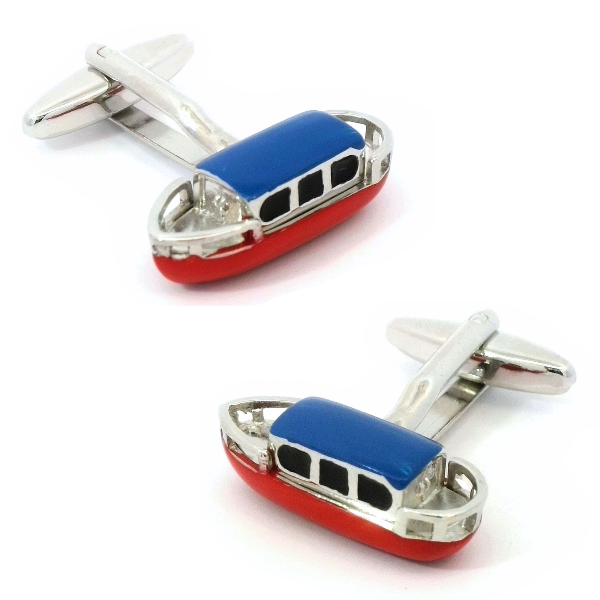 Coloured Canal Barge or Narrowboat Cufflinks