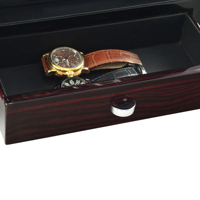 Yarra Watch Winder for 6 Watches + Drawer with Fingerprint Lock, 6 Watch Winder with Drawer, Watch Winder Boxes, Black Watch Winder, Fingerprint Lock Watch Winder, Watch Winders, nogiftbox, CW0604, Clinks.com