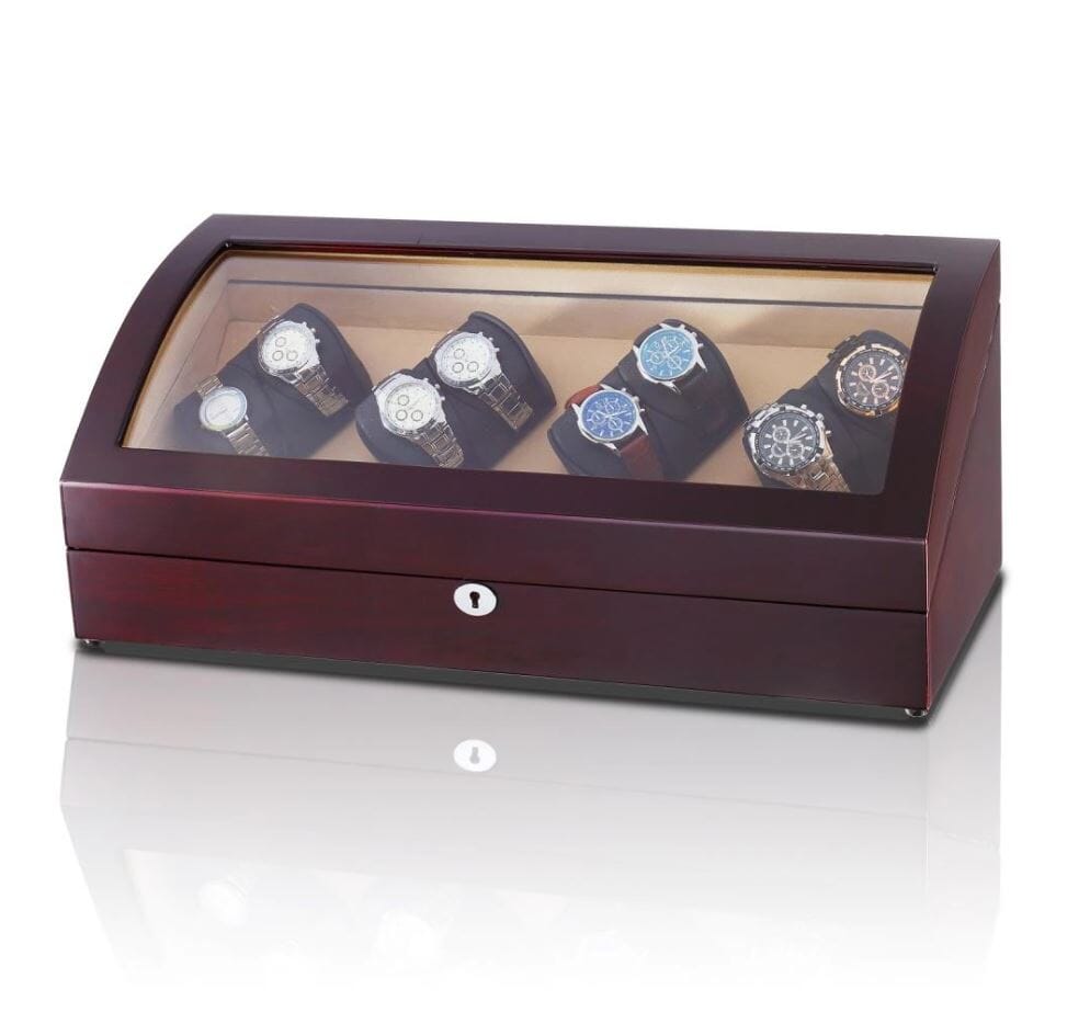 Avoca Watch Winder Box for 8 + 8 Watches in Mahogany Watch Winder Boxes Clinks 