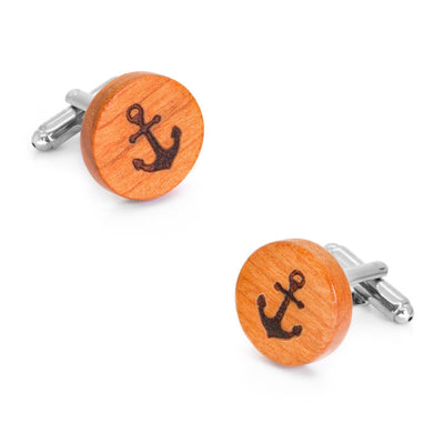 Round Wood Anchor Cufflinks