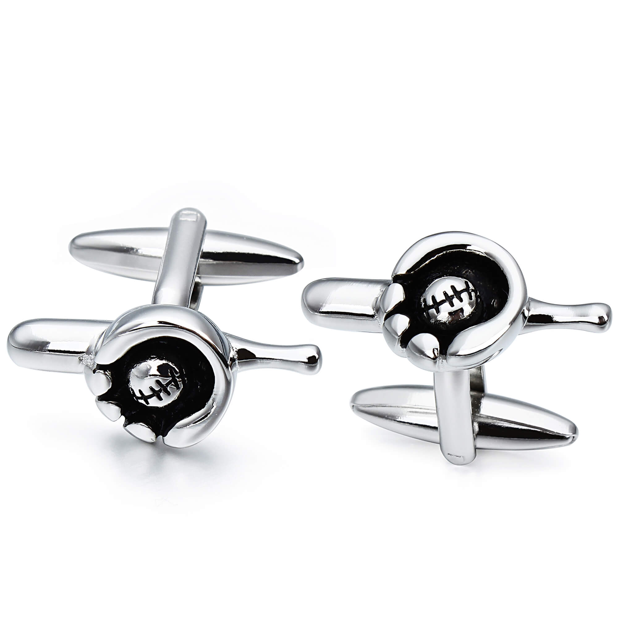 Baseball Bat, Glove and Ball Cufflinks in Silver
