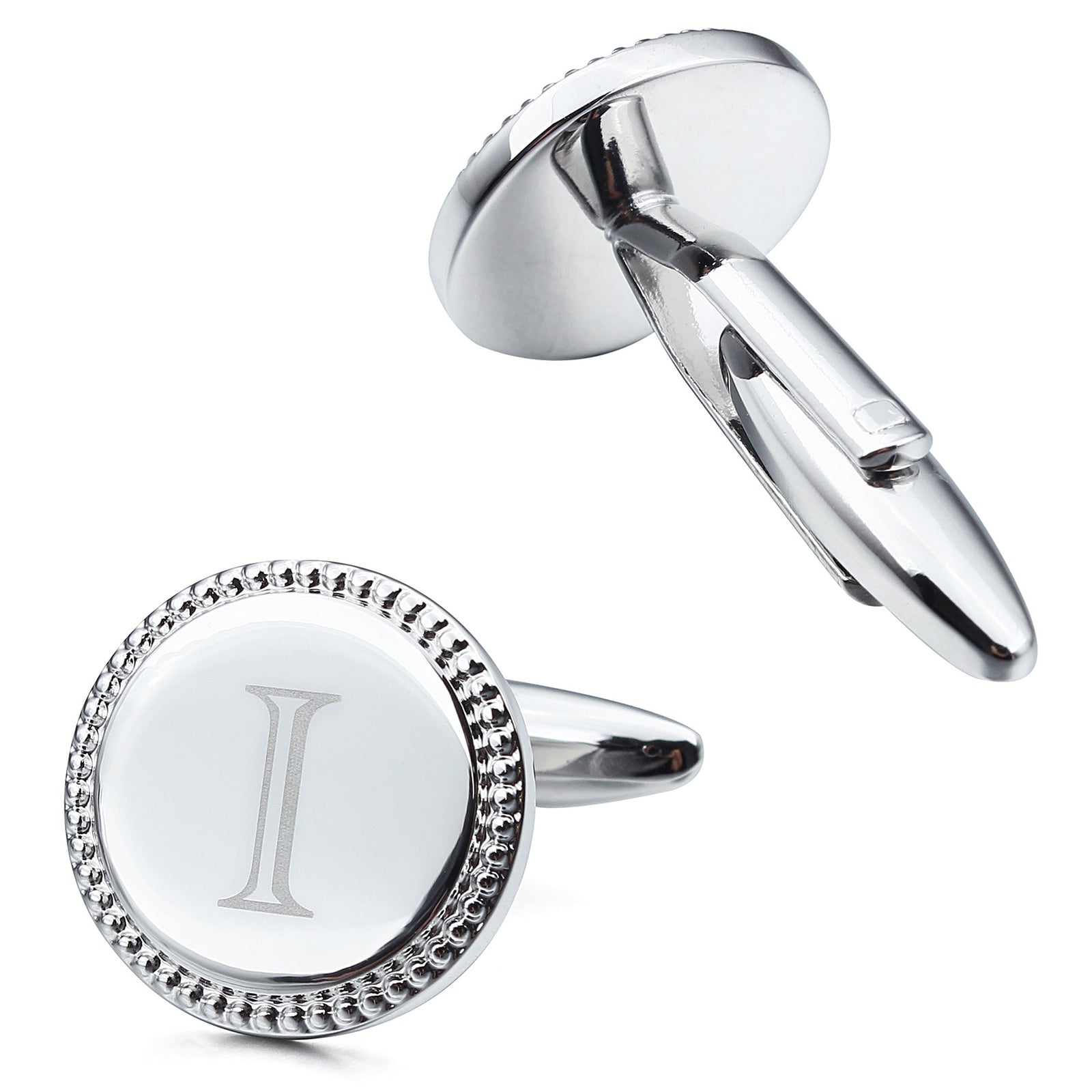 Letter I Initial Cufflinks -Round
