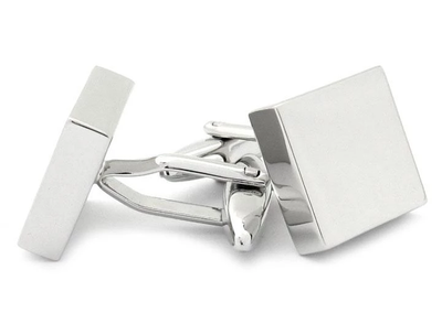 Shiny Silver Square Engravable Cufflinks