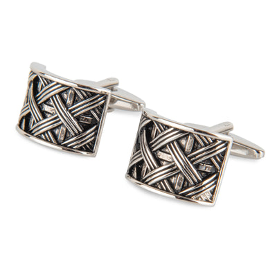 Silver Woven Pattern Cufflinks