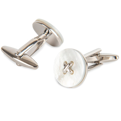 White Mother of Pearl Button Cufflinks