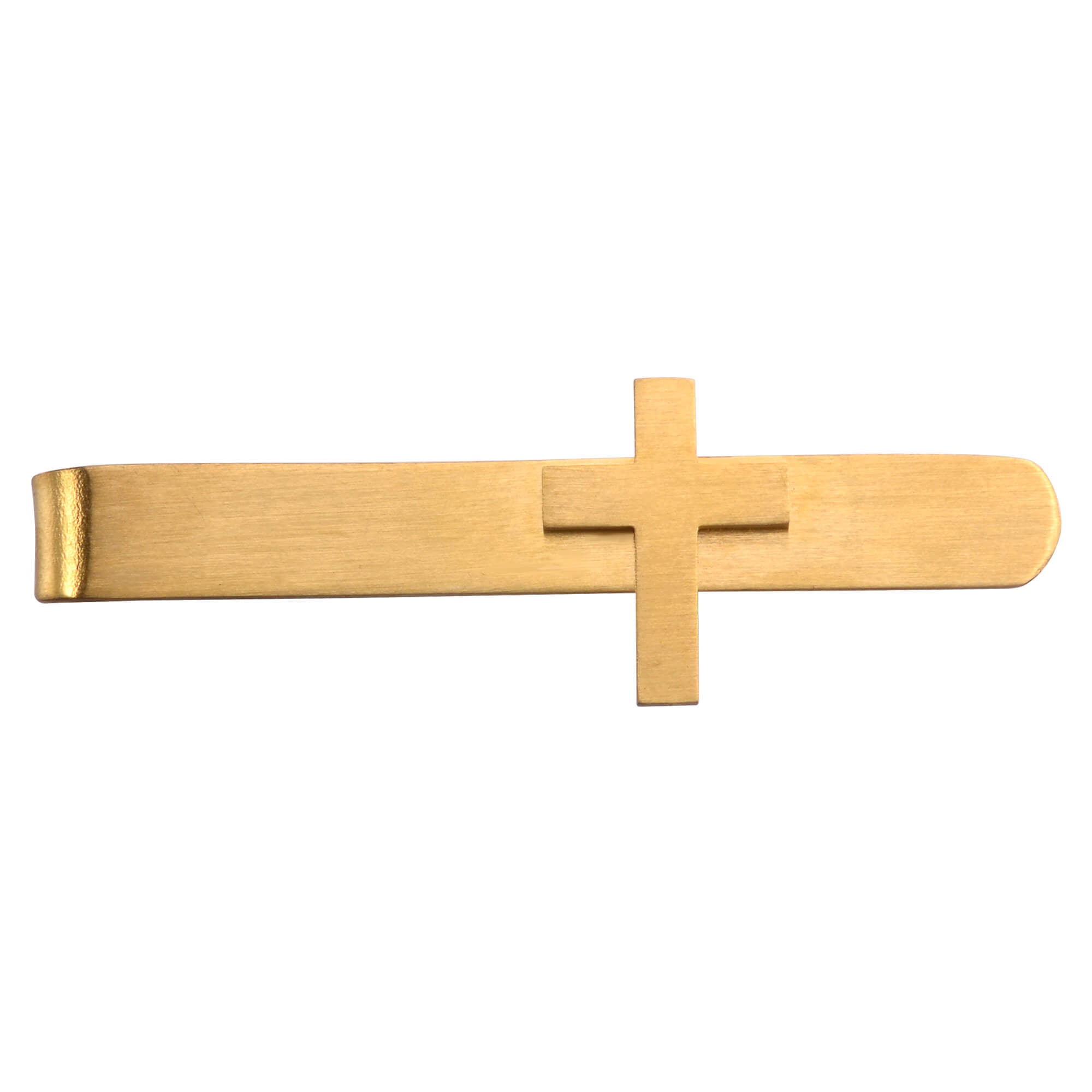 Cross Tie Bar in Brushed Gold