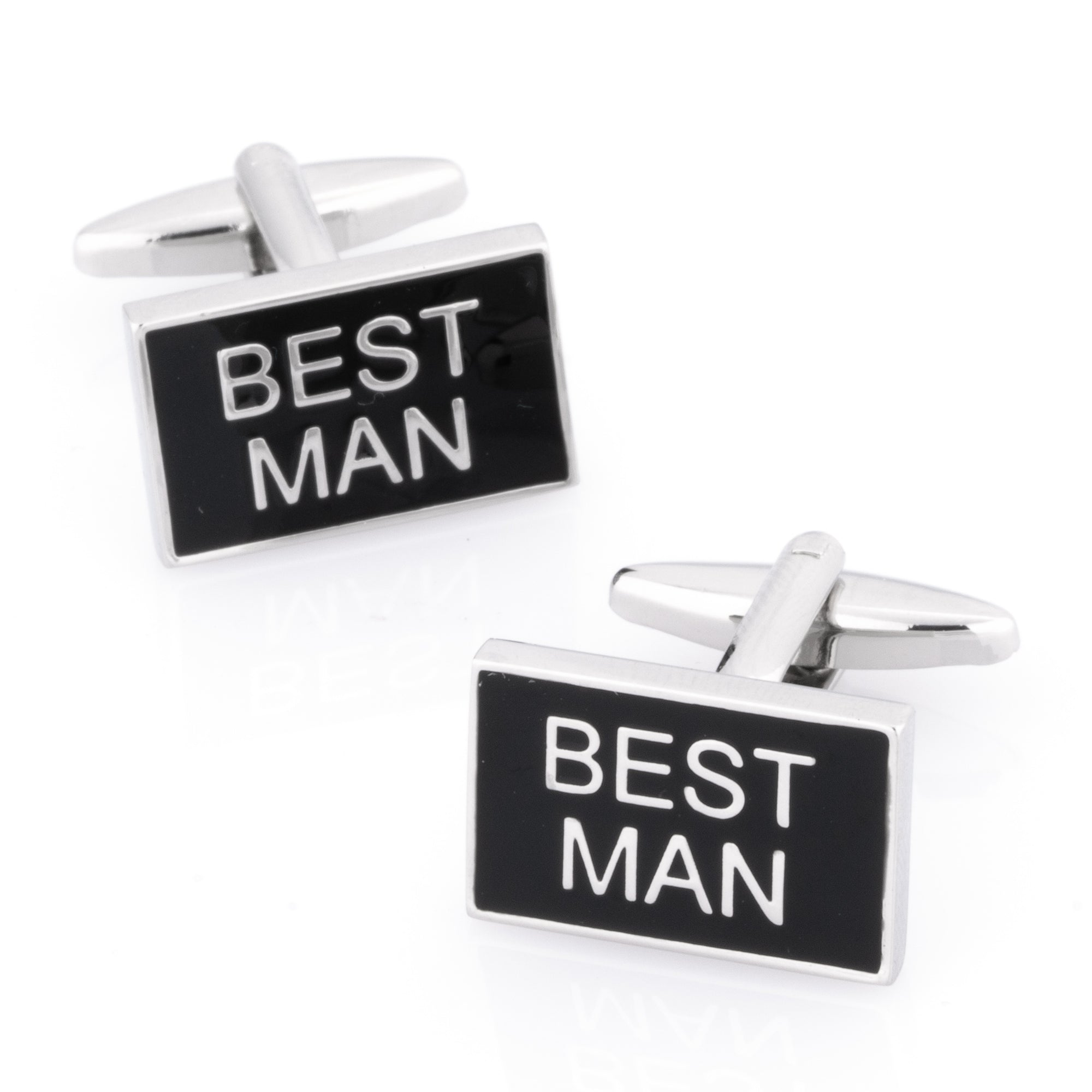 Best Man Black and Silver Wedding Cufflinks