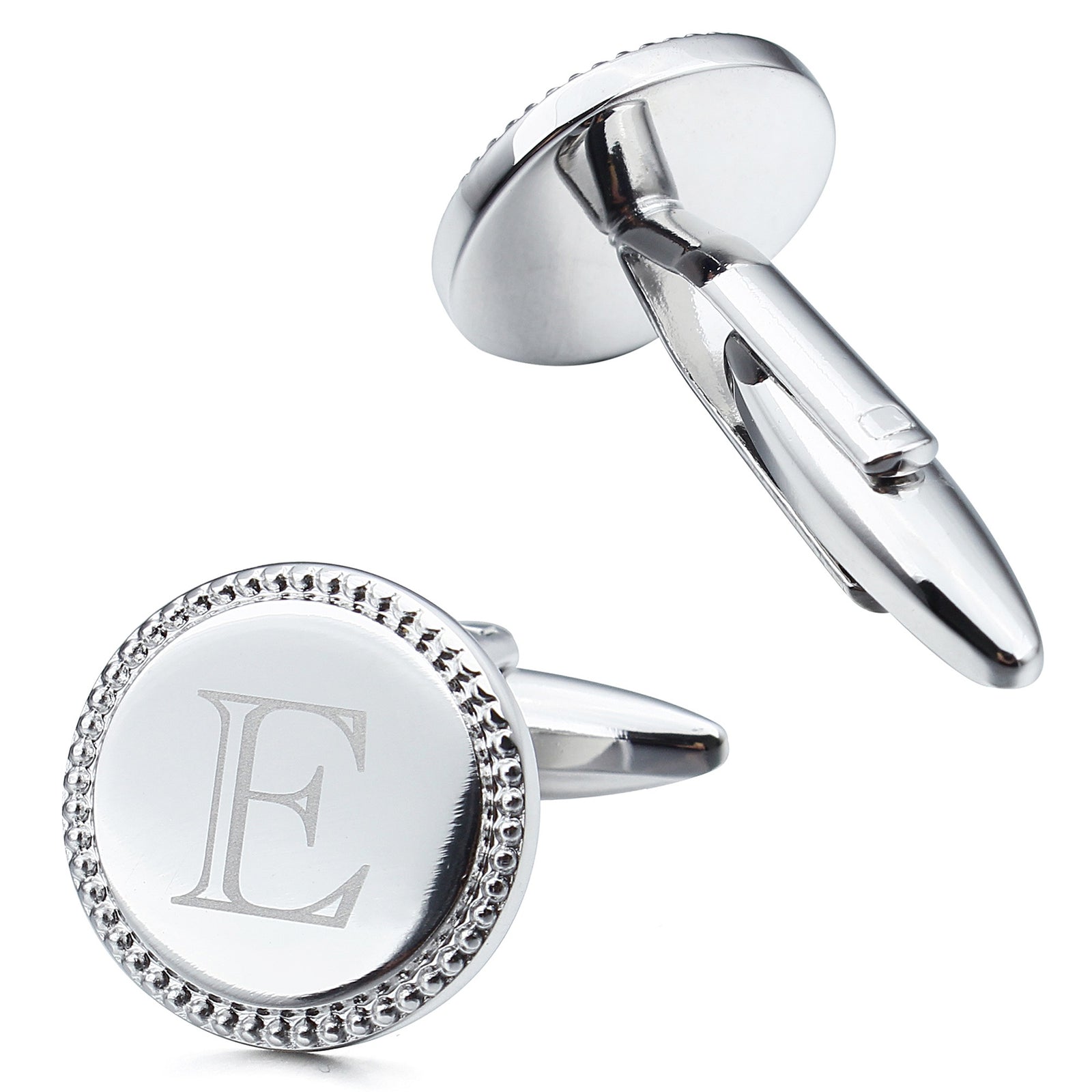 Letter E Initial Cufflinks -Round