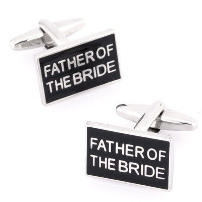 Father of the Bride Black Silver Wedding Cufflinks