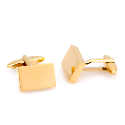 Shiny Gold Rectangle Engravable Cufflinks