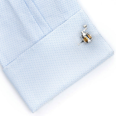 Silver Gold Fishing Reel Cufflinks