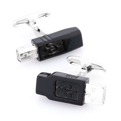 Black USB Cable Cufflinks