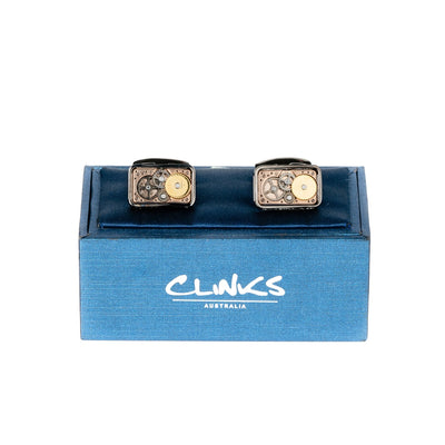 Steampunk Gear Cufflinks in Gunmetal