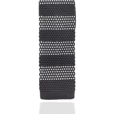 Black and White Stripe Knitted Tie