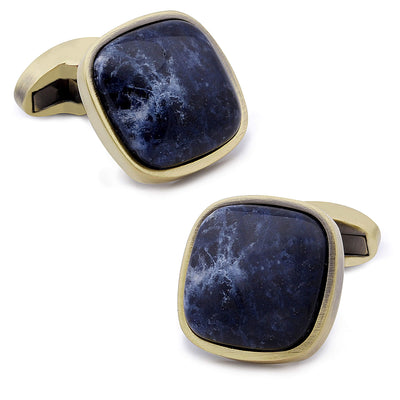 Sodalite in Antique Brass Cufflinks