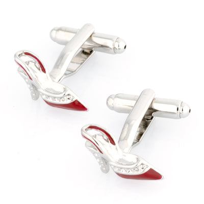 Stiletto High Heels Shoe Cufflinks Red