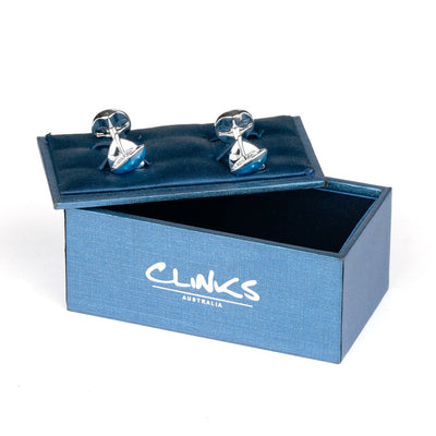 Blue/Silver Sailing Ship Cufflinks, Novelty Cufflinks, CL6415, Mens Cufflinks, Cufflinks, Cuffed, Clinks, Clinks Australia