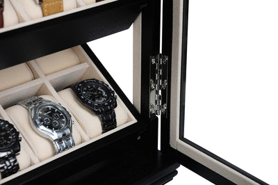 Black Wooden Watch Cabinet, 18 Watch Box, Cuffed Watch Box, Clinks Australia Watch Box, Black Watch Boxes on Cuffed, Australia Watch Box, Watch Storage Box, Watch Display Box, 18 Slots Watch Boxes, Watch Boxes for 18, Wooden Watch Box, Wooden Watch Storage Box, Wooden Watch Cabinet, Black, Storage Box, CB5050, Clinks, Clinks Australia, Cuffed
