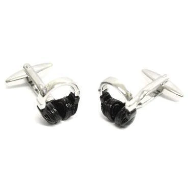 Black and Silver Headphone Cufflinks