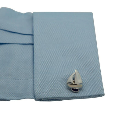 Blue White Sailing Ship Cufflinks