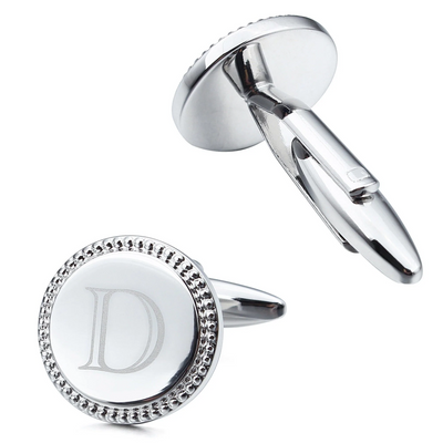 Silver Initial Round Cufflinks