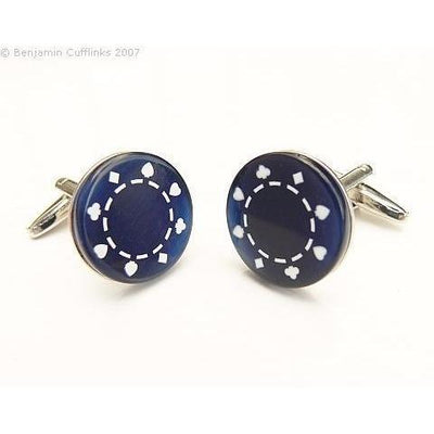 Dark Blue Casino Chip Cufflinks