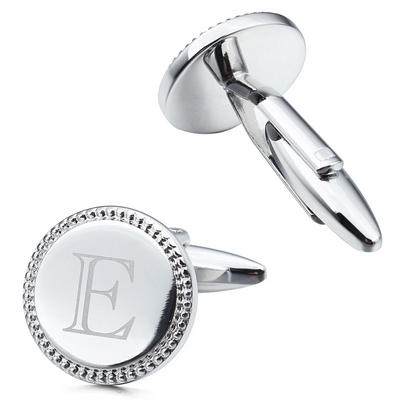 Silver Initial Round Cufflinks