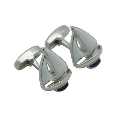 Blue White Sailing Ship Cufflinks