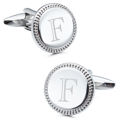 Silver Initial Round Cufflinks