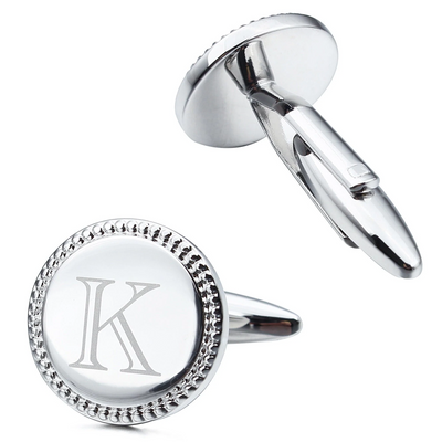 Silver Initial Round Cufflinks