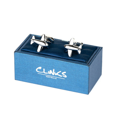 Bubble Plane Silver Cufflinks