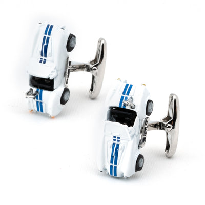 Blue White Classic Sports Car Cufflinks (AC Shelby Cobra)