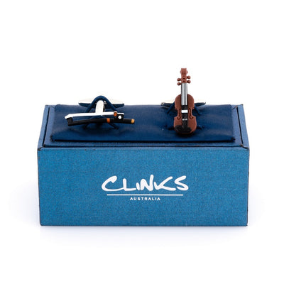 Colour Violin and Bow Cufflinks, Novelty Cufflinks, CL8021, Mens Cufflinks, Cufflinks, Cuffed, Clinks, Clinks Australia