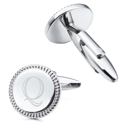 Silver Initial Round Cufflinks