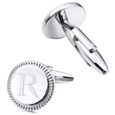 Silver Initial Round Cufflinks