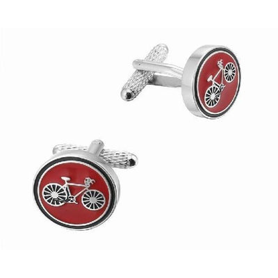 Round Bicycle Red Cufflinks