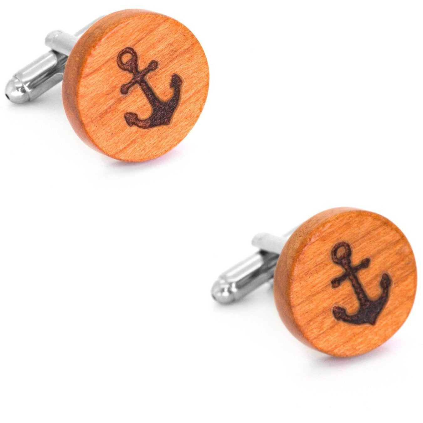 Round Wood Anchor Cufflinks